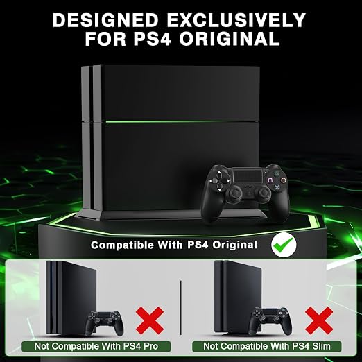 Wall Mount for PS4, Stealth Wall Mount for PS4 Original (Old Model), with Detachable 2 Controller Holder & Headphone Hanger, Mount on The Wall or on The Back of The TV - Image 2