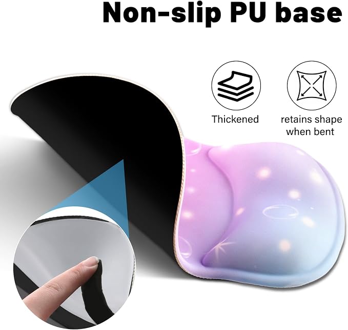 Ergonomic Mouse Pad with Wrist Rest - Gel Wrist Support Mousepad with Non-Slip PU Base for Computer, Laptop, Office & Home - Image 3
