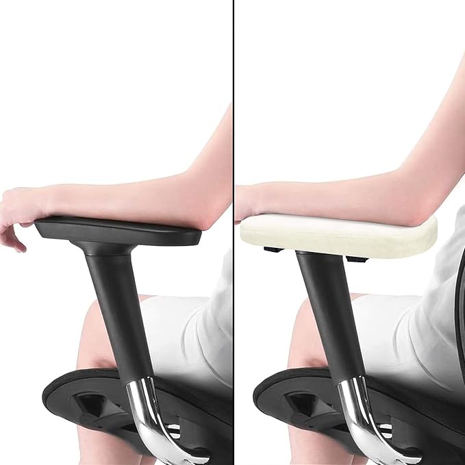 MOSISO Chair Armrest Pads, Home/Office Chair Arm Rest Covers, Beige | 2 Pack Memory Foam Comfy Computer Gaming Elbow Cushion, Removable Washable Elbow, Support Forearm Pressure Relief - Image 4