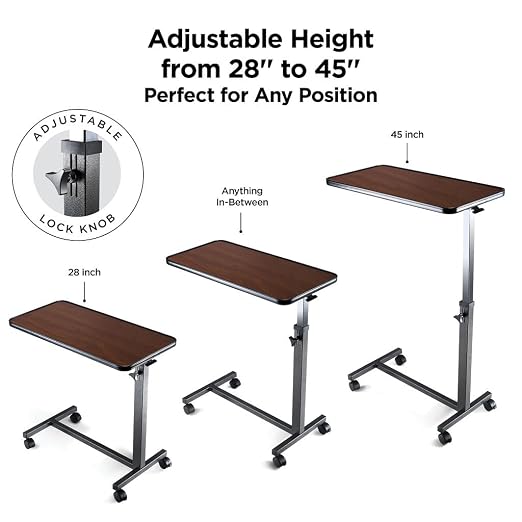 Medical king Adjustable Overbed Bedside Table with Wheels Bed Desk Over Bed with Wheels Hospital Table for Hospital and Home Use - Image 4
