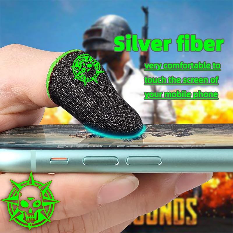 Gaming Finger Sleeve, 28-Needle Knitting, Silver Glass Fiber Material, Washable and Breathable with Metal Storage Box (Green) - Image 3