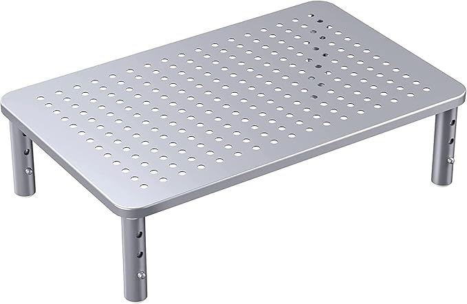 HUANUO Monitor Riser - 3 Height Adjustable Stand for Laptop, Computer, iMac, PC, Printer, Desktop Ergonomic Metal Monitor Riser with Mesh Platform by HUANUO