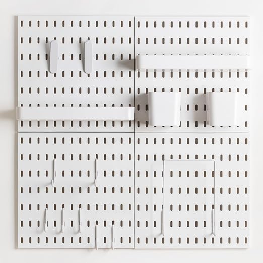 Pegboard Combination Kit for Wall Organizer, Wall Mounted Peg Board Kits for Kitchen, Bedroom, Office, &Bathroom, 4 Pieces White Pegboards and 14 Accessories, 22" x 22" - Image 7