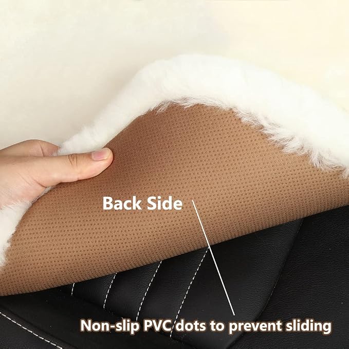 LLB Genuine Sheepskin Car Seat Cushion Seat Covers for Cars Trucks SUV Comfort Seat Protector Pad for Car Driver Seat Car Accessories for Women Office Chair Car Decor (Blue, Front Seat Cushion-1 Pc) - Image 6