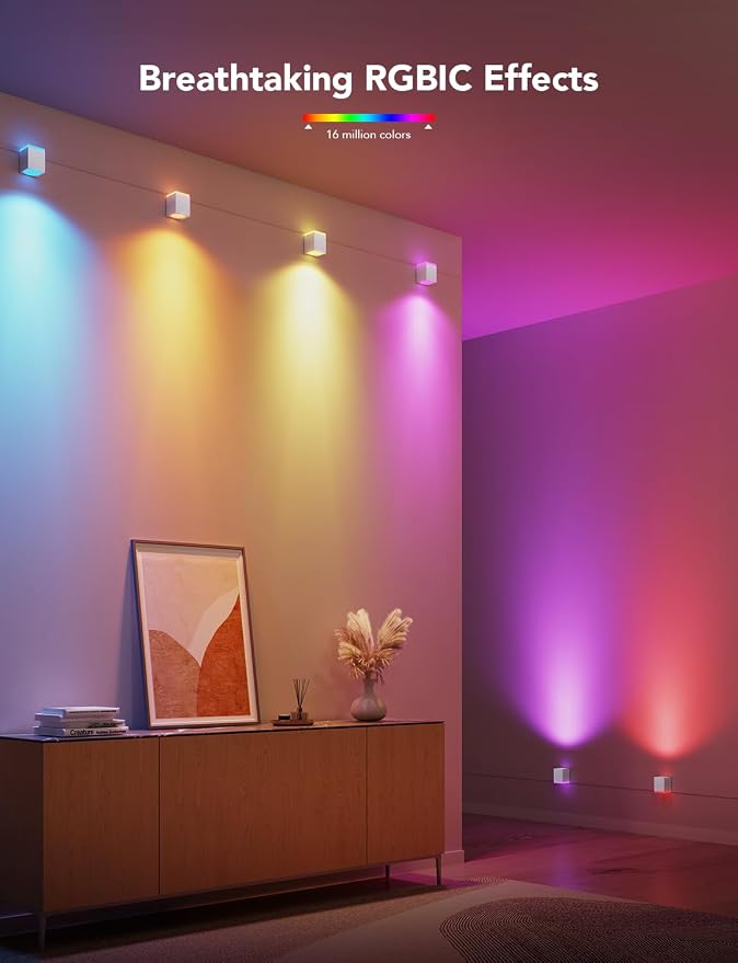 Govee Cube Wall Sconces, RGBIC LED Wall Light Works with Alexa, 15ft - Image 3