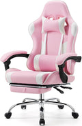 Sweetcrispy Video Game Chair, Ergonomic Computer Desk Chair, Lumbar Support | High Back PU Leather, Headrest Linkage Armrest, Height Adjustable 360 Swivel, Adults, Pink by Sweetcrispy