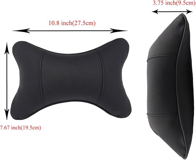 2 Packs Car Neck Pillows, Dual-Side PU Leather Car Headrest with Fiber Filling, Universal Soft Neck Support Pillow for Car, Home & Office (Black) - Image 5