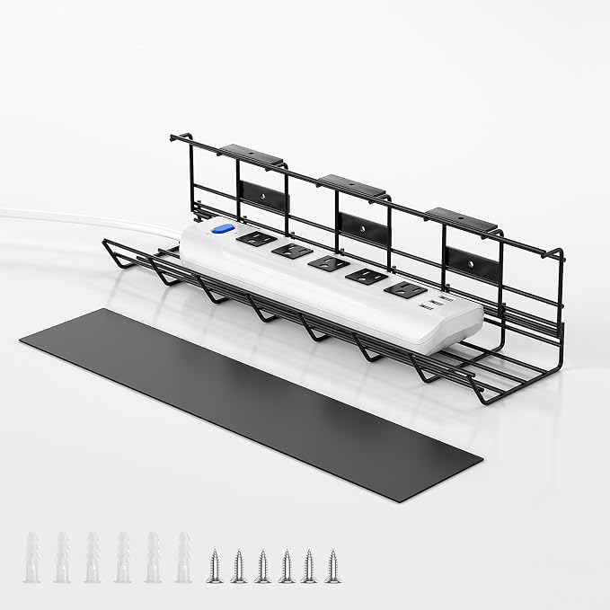 DELAMU 1 Pack Under Desk Cable Management Tray, Black by DELAMU