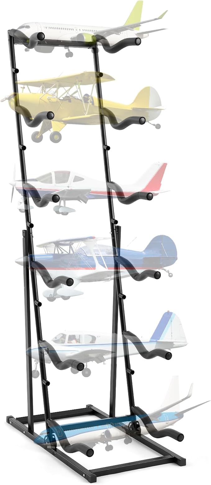 RC Airplanes Storage Rack 6-tier Metal Model Airplane Display Stand 18" x 71" with Adjustable Shelves Holds Multiple Remote Control Plane by Kritkin