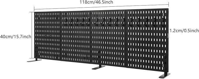 Desk Pegboard, Plastic Privacy Divider & Desk Partition Panel, Office Accessory Organizer No-Drill Mounted Pegboard for Home, Office, Gaming (Black, Freestanding) - Image 6