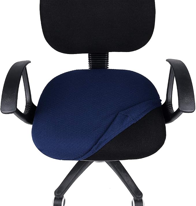 Smiry Office Computer Chair Seat Covers for Desk, Anti-dust Protector | Stretch Jacquard Removable Washable Desk Chair Seat Cushion Protectors, Navy Blue - Image 4
