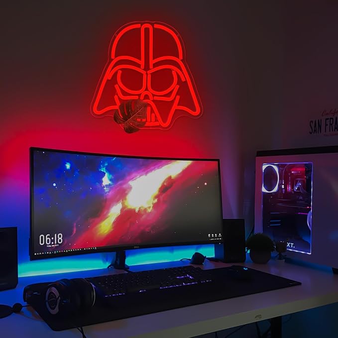 Alien Mask Neon Sign Dimmable Helmet Neon Light Sign Game LED Sign Wars gaming Light Up Sign gamer Neon Lights for Bedroom Man Cave Gamer Gift - Image 6