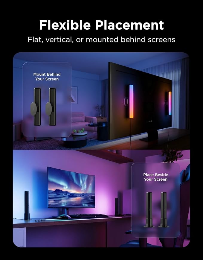Govee Smart Light Bar, RGBICWW TV Lights for Living Room, Gaming, Black - Image 6