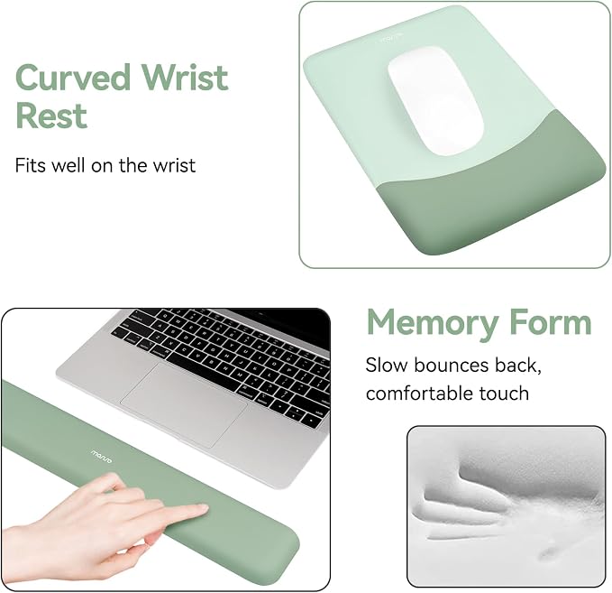MOSISO Ergonomic Keyboard & Mouse Pad Wrist Rest Set, Antique Green - Image 5