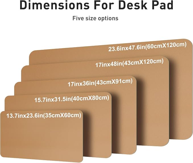 Aothia Faux Leather Desk Mat for Keyboard & Mouse (Khaki, 31.5" x 15.7") | Large desk mat for keyboard, mouse and laptop, creating a clean, organized workspace for work, study and everyday use - Image 5