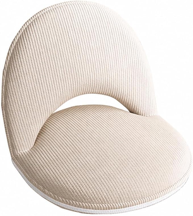 Floor Chair with Back Support, Foldable Lazy Sofa Chair for Adults, Adjustable Corduroy Gaming Reading Chair, Ergonomic Seat Cushion for Bedroom Bay Window Tatami Living Room, Beige by DOTKV