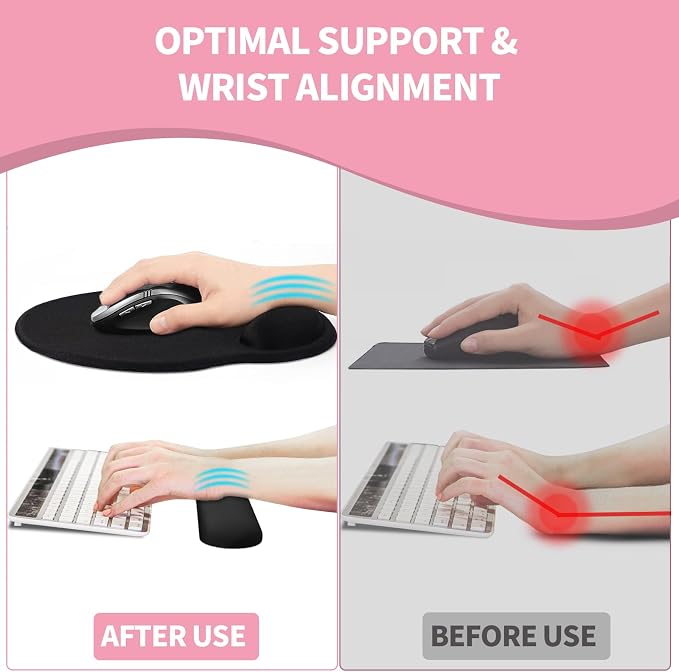 eulps Mouse Pad Wrist Support, Ergonomic Memory Foam Keyboard Wrist Pad & Gel Wrist Rest Set for Computer Keyboard for Easy Typing & Pain Relief for Office & Home (Floral Fantasy Set) - Image 4