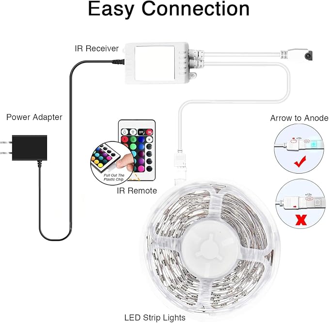 DAYBETTER Smart Led Lights 32.8 ft, 2835 RGB Led Strip Lights Kits with 24 Keys Remote, App Control Timer Schedule Led Music Strip Lights - Image 7