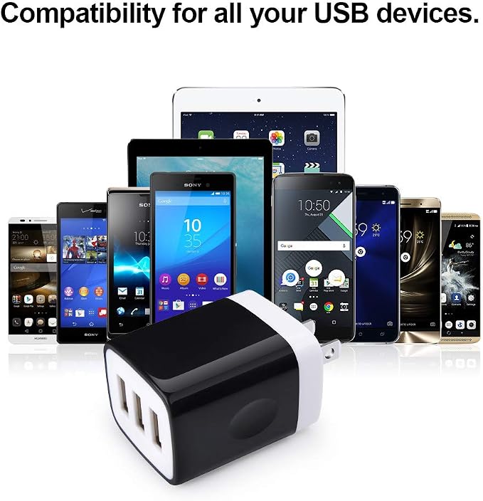 Wall Charger Adapter, USB Cubes, Sicodo 3Pack Universal Travel 3.1A 3 Muti - Image 2
