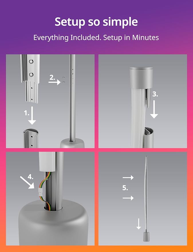 Ailofy Corner Floor Lamp, 1500lm RGBW LED Lamp, Alexa & Google Assistant Compatible, 16 Million DIY Colors, Music Sync, App Control, Modern Smart Floor Lamp for Living Room, Bedroom, Silver Grey - Image 8