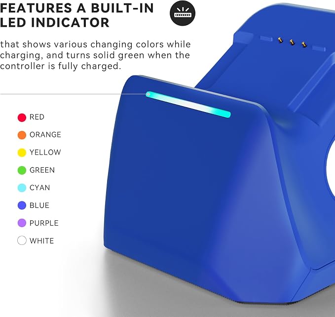 Charging Station Dock for Xbox Elite Series 2 Controller, Magnetic Charger Stand for Xbox Elite Series 2 Core Controller with Type C Charging Cable, LED Indicator - Blue - Image 5