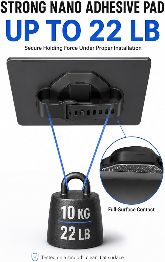 Tablet Hand Strap Holder and 360° Rotating Stand, Black - Image 7