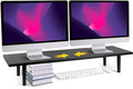 Across-Star Dual-Monitor-Stand-Riser-For-Desk Adjustable Length 32-40 Inch，Large Desktop Computer Monitor Riser For 2 Screens，Desk Shelf Organizer Riser Stand For Computer/Laptop/PC/Printer/TV Black by Acorss-Star