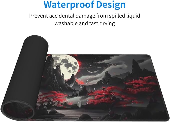 Extended Gaming Mouse Pad, Large Desk Mat XL Anime Mouse Pad Waterproof with Stitched Edges, Non-Slip Desktop Pad for Home and Office, Level Up Your 31.5x11.8 Inch (Night Canyon) - Image 3