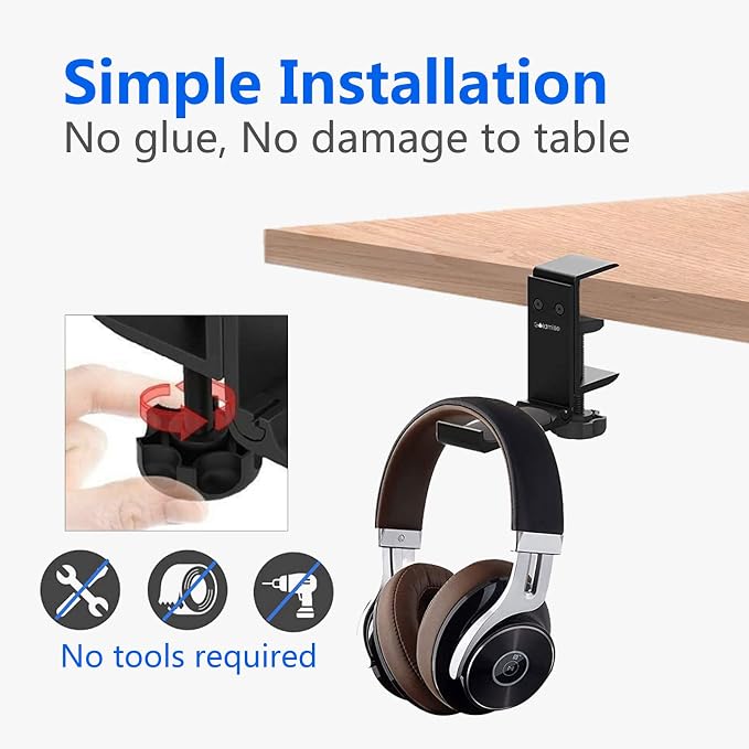 Aluminum Headphone Stand Hanger Foldable with Cable Clip - - Image 2