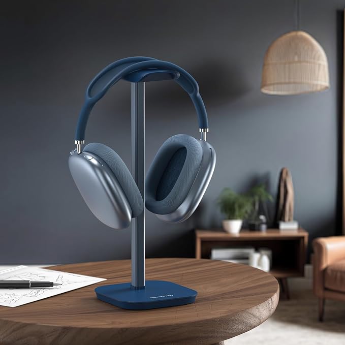 Headphone Stand, Desktop Headset Holder Heavy Base Desk Earphone Stand Aluminum Gaming Headset Hanger Rack for AirPods Max, AirPods, AirPods Pro, Sony, Beats, Bose, Razer and More(Blue) - Image 7