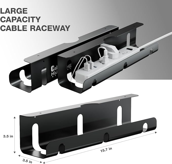 Under Desk Cable Management Tray 2-Pack 16" Cable Organizer - Image 5