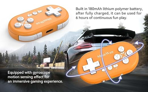 ShanWan Bluetooth Gamepad Keychain Sized Mini Controller for Switch 2, Windows, Android, iOS & PS4(Orange -yellow) - Image 5