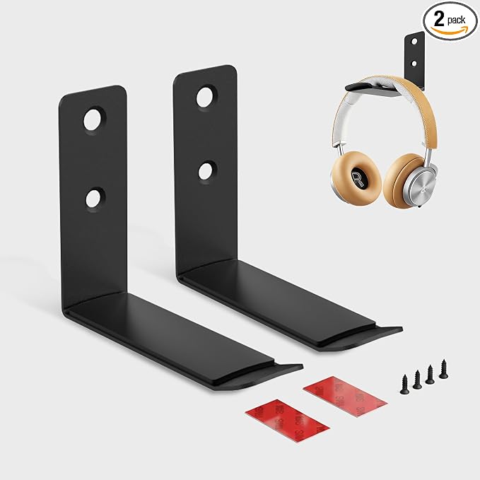 Heavyrain 2PCS Under Desk Headphone Hanger | Storage Hook Metal Desk Edge Hook Hanger with Clamp-On Design (Small) by Heavyrain