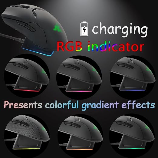 Charging Dock with 4.9Ft USB Charging Cable Fits for Razer Naga Pro/DeathAdder/Basilisk/Viper Ultimate Gaming Mouse,Magnetic Dock with Charge Status Indicator and Anti-Slip Sticker - Image 2