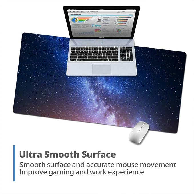 QiyI PU Leather Large Mouse Pad, Office Decor, 31.5" x 15.7", Starry Sky | Desk Décor Accessories, Extended Size, Waterproof & Easy to Clean, Smooth Surface, Non Slip Desk Organization - Image 5