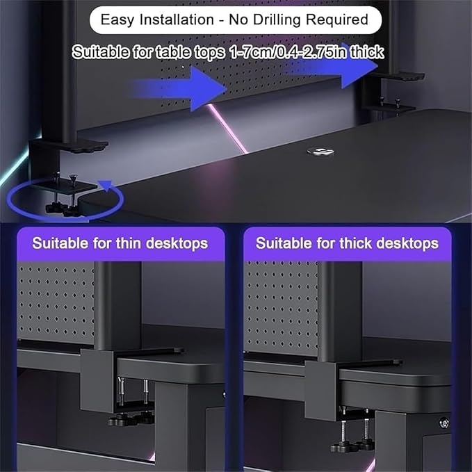 Clamp-On Desk Pegboard Organizer, Gaming Desk Extender with Privacy Panel - Image 4