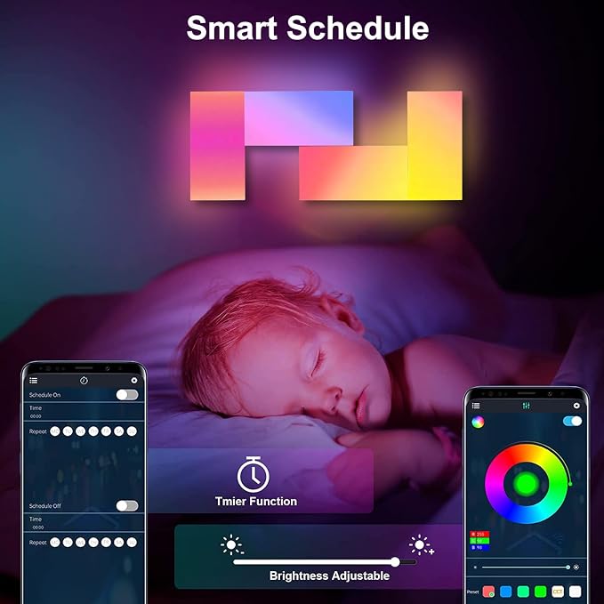 Rectangle LED Wall Lights Large, Smart Home Gaming Setup Lights RGB-IC DIY LED Light Panels Work with Alexa Google Assistant, APP & Voice Control, Music Sync for Bedroom Gaming Room TV Decor, 10 Pack - Image 7