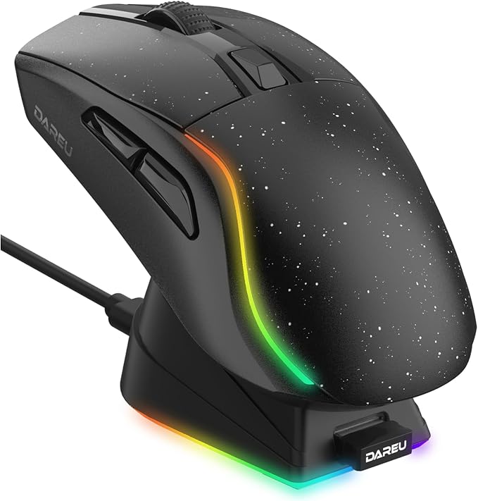 DAREU A950 Wireless Gaming Mouse with RGB Charging Dock,88g Lightweight by DAREUGAMINGDIRECT