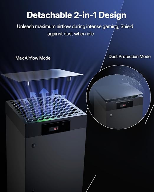 DEPGI Cooling Fan for Xbox Series x, Featuring Automatic Fan Speed Adjustment Based on Temperature, LED Display Screen, Low Noise, Easy Installation, 3 speeds, with RGB LED - Image 4