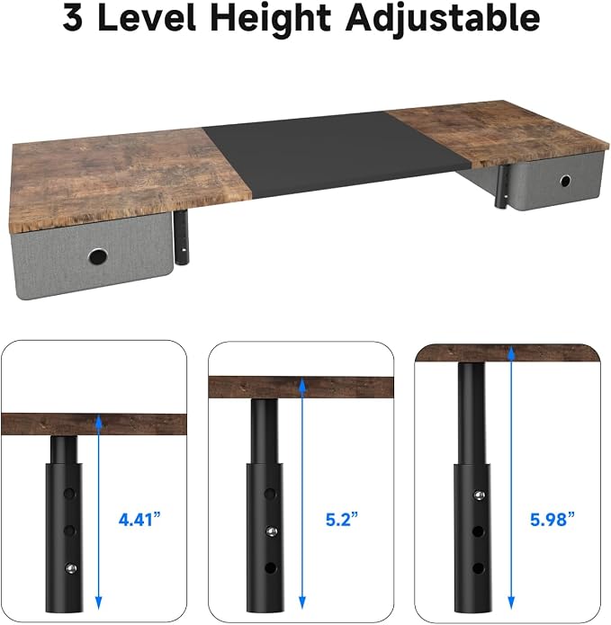 Suptek Dual Monitor Stand Riser with Two Drawers,Monitor Riser for 2 Monitors with Storage, Extra Large Storage for 2 Monitors, Multifunctional Desktop Organizer,Desktop Oraganizer Computer,Laptop,Printer,TV - Image 3