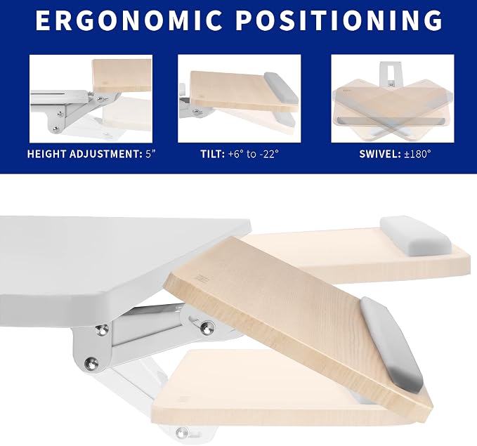 VIVO Light Wood Under Desk 25 x 10 inch Keyboard Tray, MOUNT-KB03C - Image 3