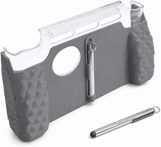 Ergonomic Grip Compatible with Ayn Thor Handheld Console, Fits with TPU Case Installed, Anti-Slip Textured Handle Cover with Stylus Holder and Capacitive Pen for Extended Gaming Comfort by Unknown