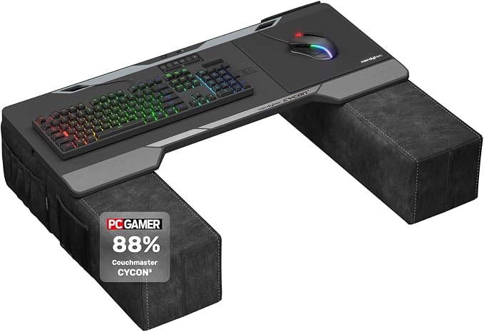 Couchmaster CYCON³ HORIZONLIGHT Bar, Ultimate Ergonomic USB-Hub Gaming Lap Desk for Couch and Bed, Large, Stable and Compatible with All Keyboards and Mouse/Mice, Laptops, PCs, PS4/5, Xbox by Couchmaster