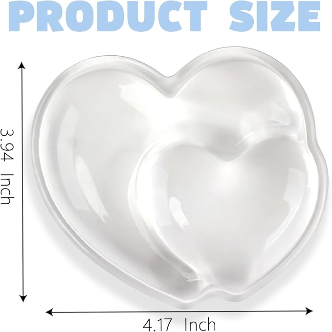Gel Wrist Rest for Keyboard and Mouse Transparent White Heart Elbow Pad Cushion Ergonomic Cute Clear Cool Mouse Wrist Pad Silicone Non-Slip Support for Computer Gaming Home Office Hand Pillow - Image 2