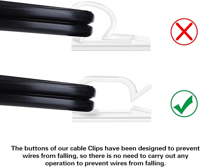 60 PCS XHF 3/4” Adhesive Cable Wire Clips Clear, Outdoor Christmas Light Clips, Cable Staples Cable Management Wire Organizer Cord Holder for Under Desk, Car, Wall, TV PC Ethernet - Image 4