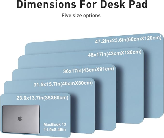 Aothia Faux Leather Desk Mat for Keyboard & Mouse (Sky Blue, 48" x 17") | Creates One Clean Surface For Your Keyboard, Mouse And Laptop, Helping Keep Your Workspace Organized Every Day - Image 5