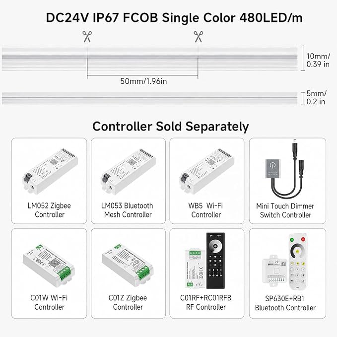 BTF-LIGHTING UL Listed IP67 Waterproof COB LED Strip Natural White 4000K - Image 4