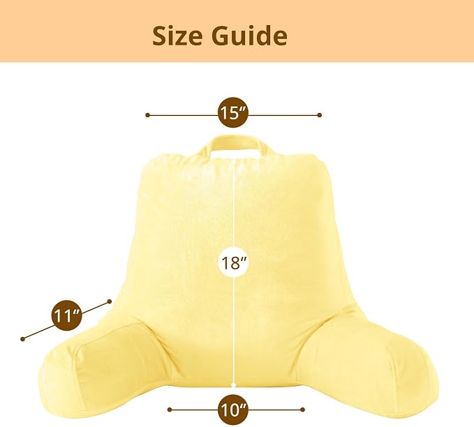Sasttie Reading Pillow for Bed, Back Pillow for Sitting Up, Light Yellow - Image 7