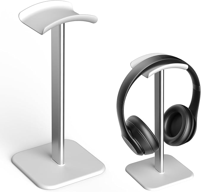 Headphone Stand for Desk - Headset Stand Headphone Holder (White) | with Aluminum Hanger and Plastic Headrest, headphone holder for AirPods Max, Sony, Bose, Beats and More by Unknown
