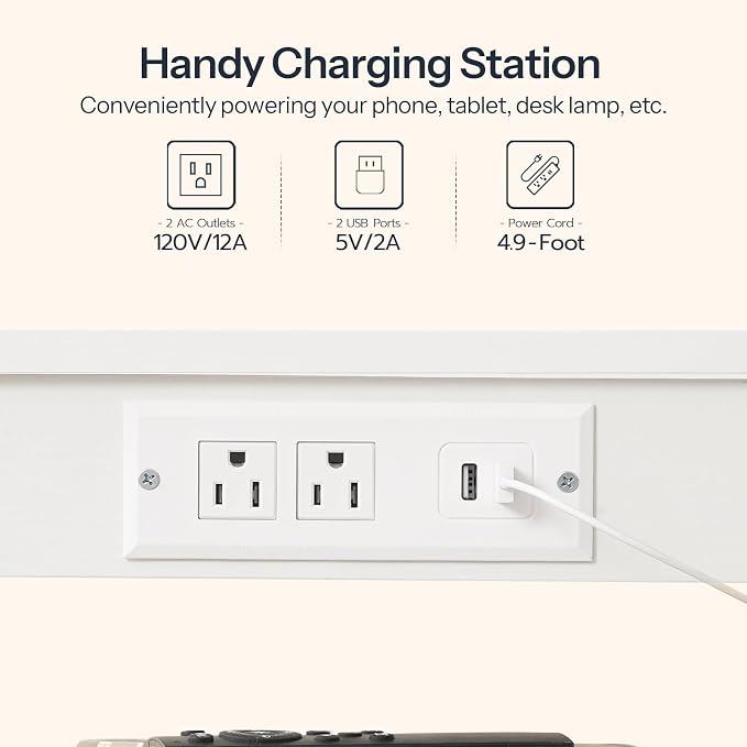 HOOBRO Side Table with Charging Station and USB Port, Small End Table for Small Space, 3-Tier Nightstand with Adjustable Shelf, for Living Room, Bedroom, White WW112BZ01 - Image 4